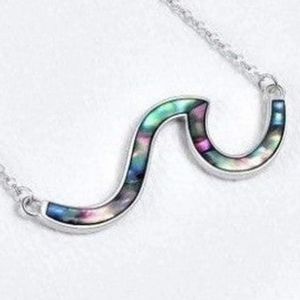 Abalone Shell Sterling Silver Wave Necklace NEW